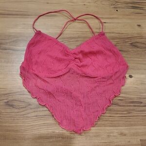 Vibrant Pink Lace Crop Top